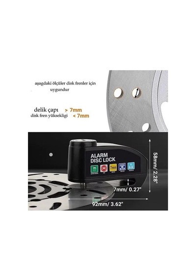Bluetooth Araç Kiti Alarmlı Disk Kilidi Motorsiklet Scooter Bisiklet Sesli Alarm 110 Desibel Yüksek Ses