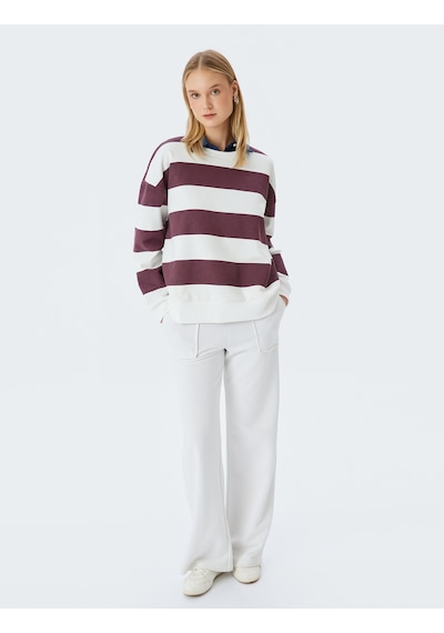 Koton Bisiklet Yaka Renk Bloklu Uzun Kollu Şardonlu Oversize Sweatshirt Bordo Çizgili 5wal10834ık Bordo Koton Bisiklet Yaka Renk Bloklu Uzun Kollu Şardonlu Oversize Sweatshirt Bordo Çizgili 5wal10834ık Bordo