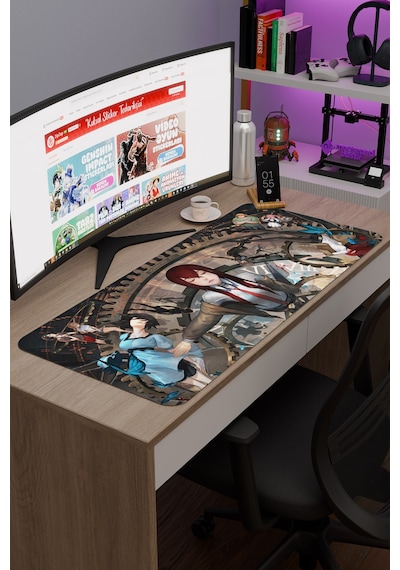 Steins Gate Kaymaz Dikişli Kauçuk Oyuncu Mousepad V5 - 90x40 Xxl Gaming Mouse Pad Fare Altlığı