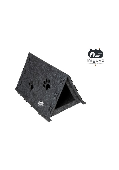 Keçe Kedi Evi Demonte, Yıkanabilir, Taşınabilir Kedi Kulübesi İskandinav Gri