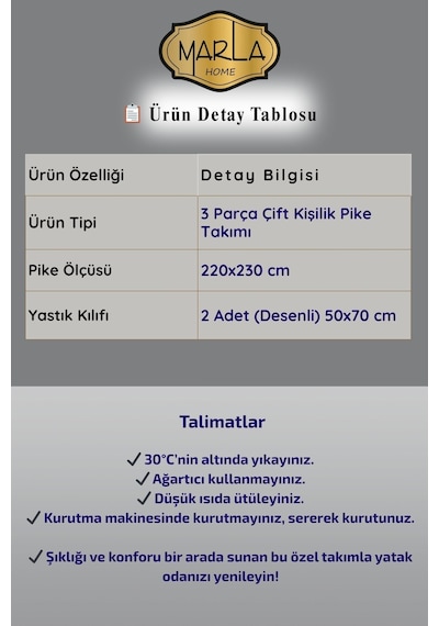 Çift Kişilik Pike Takımı Battal Boy 220x230 Cm Çok Amaçlı Yatak Örtüsü & Battaniye Gri Siyah