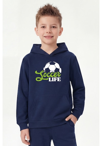 Panios Kids 3'lü Kanguru Cepli Kapüşon Detaylı Baskılı Erkek Çocuk 3 Parça Sweatshirt Gri - Siyah - Lacivert