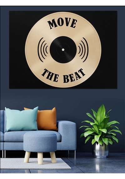 Vinil Plak "move The Beat" Dekoratif Kanvas - Mdf Ahşap Tablo