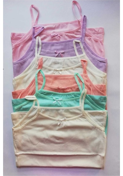 Kota Kız Çocuk Paket Ince Askılı Atlet 6'lı Ekru-lila-somon-mint-pembe