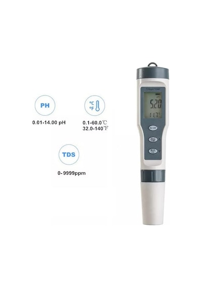 Tds 3 İn 1 Ph Sıcaklık Tds Ölçer Led'li Sıcaklık Göstergeli Su Test Cihazı