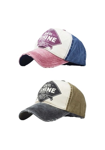Tezzgelsin Unisex Eskitme Jewel Shine Ayarlanabilir Beyzbol Kep Şapka Baseball Şapka 2'li Set Kırmızı Siyah