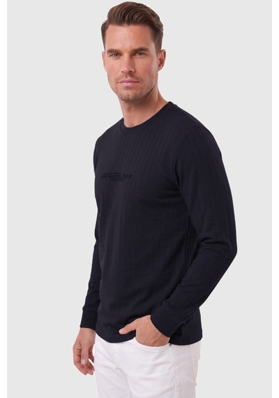 Deepsea Erkek Slim Fit Likralı Çizgi Dokulu Lacivert Sweatshirt Bisiklet Yaka Nakışlı Spor Şık Sweat 2708518 Deepsea Erkek Slim Fit Likralı Çizgi Dokulu Lacivert Sweatshirt Bisiklet Yaka Nakışlı Spor Şık Sweat 2708518