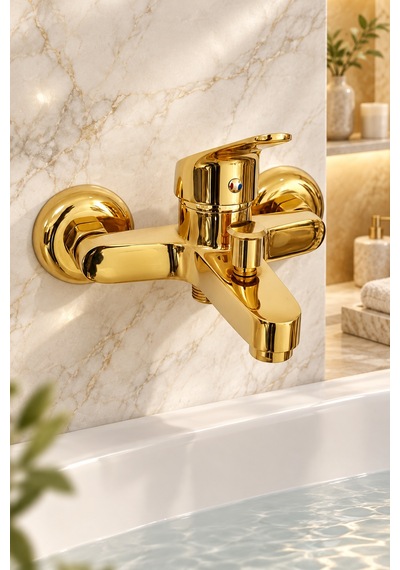 Flextail Gold Pirinç Banyo Bataryası Duş Musluğu Sıcak Soğuk Altın Tek Kollu