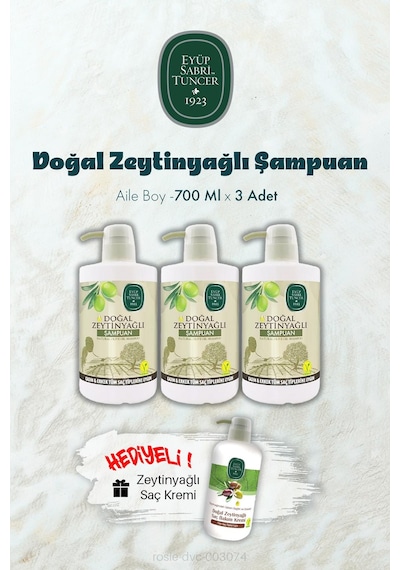 Zeytinyağlı Şampuan 700 Ml X 3 Ve Saç Kremi Hediyeli Normal