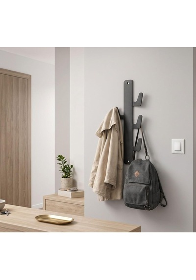 Orret Home Yapışkanlı Dikey Askılık 6 Kancalı Kaktüs Tasarım Duvar Askısı Metal Siyah Askılık Duvara Yapış Çok Renkli