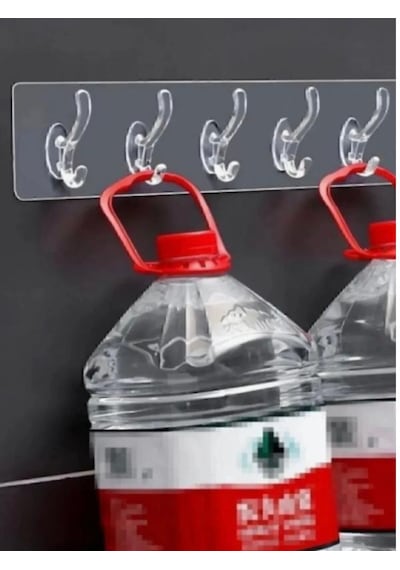 5 Li Kendinden Yapışkanlı Şeffaf Askılık Güçlü Mutfak Ve Banyo Duvar Askısı