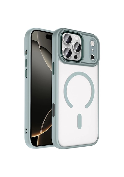 Apple Apple iPhone Uyumlu  17 Pro Max Kılıf Wireless Şarj Özellikli Zore Krom M-safe Silikon Kapak