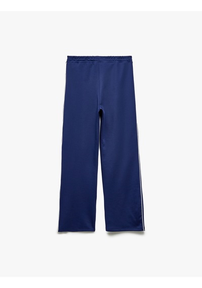 Koton Yüksek Bel Geniş Paça Çizgili Scuba Pantolon Lacivert 5sal40097ık Lacivert