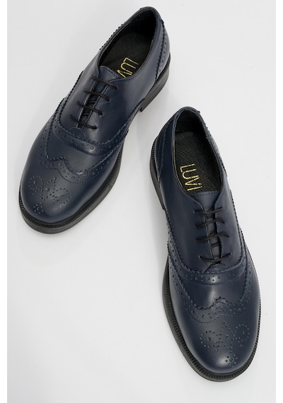 Luvishoes Avra Laci Cilt Hakiki Deri Kadın Oxford Ayakkabı Lacivert