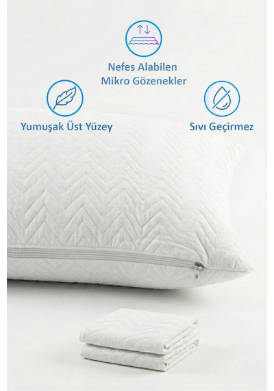 My Evilla Sıvı Geçirmez Kapitoneli Yastık Alezi 50x70 Cm Konforlu, Dolgulu Ve Hijyenik Koruma 2 Paket 4 Adet Beyaz