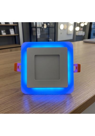 Kare Sıva Altı Led Spot Aydınlatma 6 Watt Çift Renk 3 Kademe Mavi Günışığı Gece Lambası Armatür