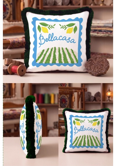 Akdeniz Limon Bahçe Motifli Saçaklı Yastık Kılıfı - Botanik Retro Mavi Siyah Püsküllü Kırlent Kılıfı Yalın Vadi Nektar Akdeniz Limon Bahçe Motifli Saçaklı Yastık Kılıfı - Botanik Retro Mavi Siyah Püsküllü Kırlent Kılıfı Yalın Vadi Nektar