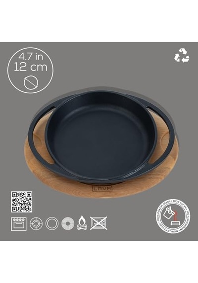 Kabı Lv Eco Y Stv 12 K4 Yuvarlak Kızartma Tavası Ve Ahşap Plaka Çap 12 Cm Dökme Demir Siyah Diğer