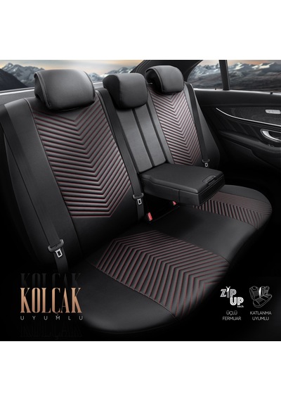 Advanced Design Özel Tasarım Premium Süet-Deri Ekstra Destekli Universal Oto Koltuk Kılıfı Tam Set