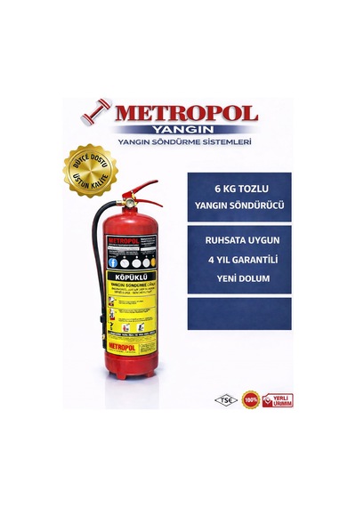 6 Kg Foam Köpüklü Ruhsata Uygun 4 Yıl Tarih Süreli Yangın Söndürücü - 794135622