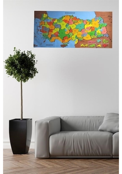 Buradabuldun Renkli Türkiye Haritası Manyetik Yapıştırıcı Gerektirmeyen Duvar Stickerı 118 Cm 56 Cm Çok Renkli