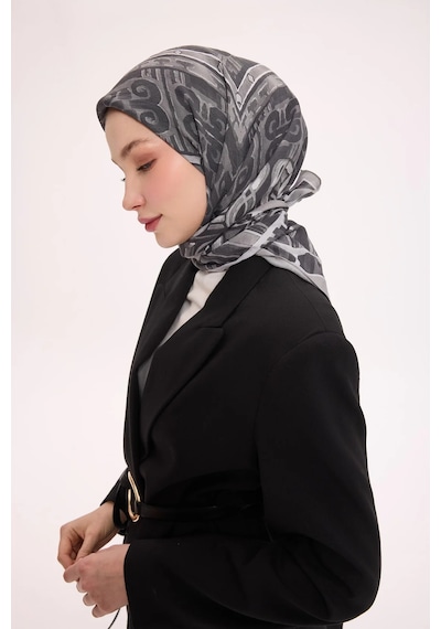 Silk Home Dört Mevsim Antik Motif Viskon Velora Eşarp 6419 Füme-Gri