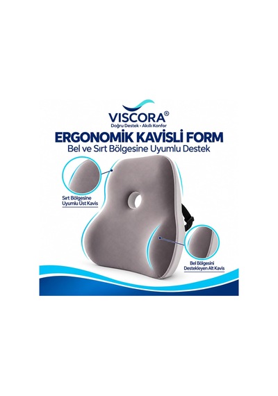 Vıscora Premium Ortopedik Sırt Destek Minderi Hava Kanallı%100 Visco Bel Desteği Çok Renkli