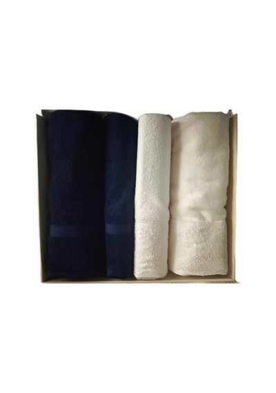Branch Best Set Hamam Takımı 4 Parça Havlu Seti Krem-lacivert