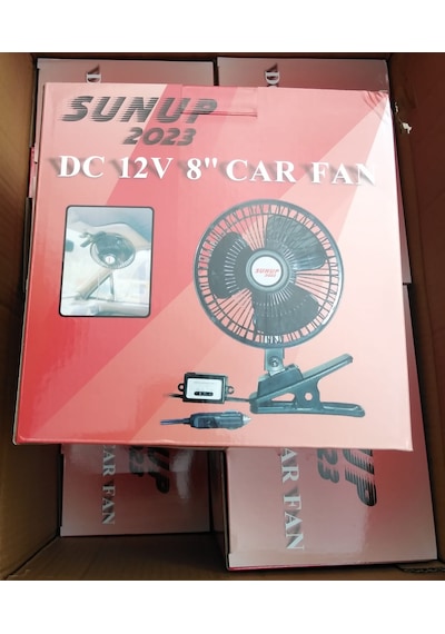 Sunup 8 Inç 12v Araç Fanı Maşalı Araç Vantilatör 3 Kanatlı