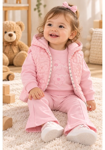 Baby Hi Papatya Desenli Kız Üçlü Takım 6-18 Aylık -dü698430 - Pembe