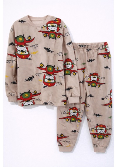 Mini Stella Kids Helikopter Desenli Erkek Çocuk Pijama Takımı Mavi