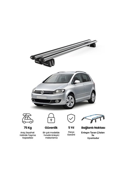 Pençe Volkswagen Golf Plus 2009-2014 Uyumlu Gri Ara Atkı Port Bagaj Tavan Barı