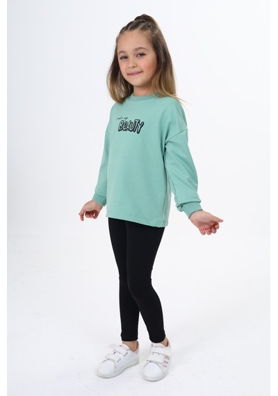 Toontoy Kids Toontoy Kız Çocuk Beauty Baskılı Taytlı Takım Yeşil
