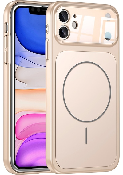 Apple Uyumlu iPhone 11 Kılıf Şarj Özellikli Kamera Lensli 1.8mm İnce Sert Formen Kapak Gold