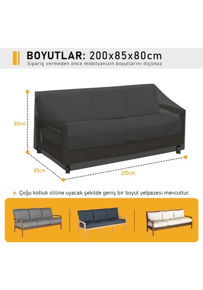 Haegs Çift Kişilik Bahçe Koltuk Örtüsü, Koruma Kılıfı, Su Geçirmez Açık Hava Bahçe Mobilya Kılıfları, Dış Mekan Sandalye Kılıfı Örtü Branda, Ağır Hizmet Tipi, 200-85-80cm - Siyah