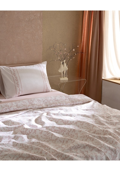 Madame Coco Grain King Size %100 Pamuk Karde Baskılı Pike Takımı - Pudra 8684427310397 Çok Renkli
