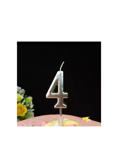 7d Mum Rakam 5 Cm Gümüş 4 No Genel