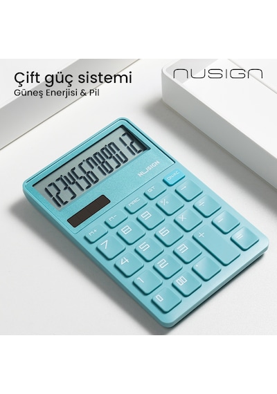 Nusıgn 12 Haneli Hesap Makinesi Plastik Mavi