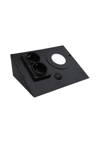 3w Siyah Çift Prizli Metal Tezgah Aydınlatma 3200k Sarı Işık