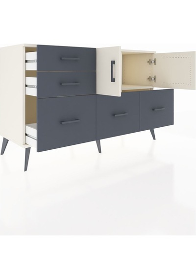 Hyperion Konsol 2 Raflı 5 Çekmeceli 2 Kapaklı 132x44x83 Aytaşı-aytaşı/antrasit Aytaşı/antrasit