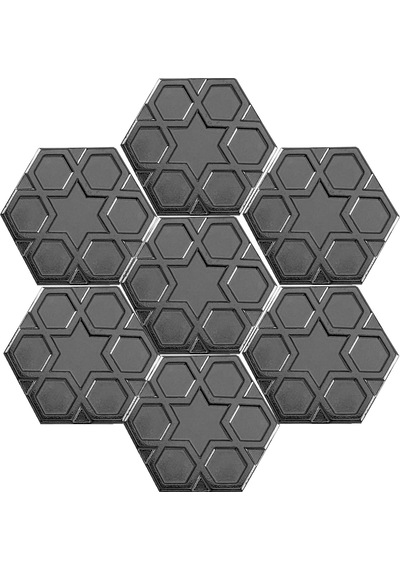 Armada Çini 15x17 Cm Rölyefli Yıldız Metalik Altıgen Çini Karo
