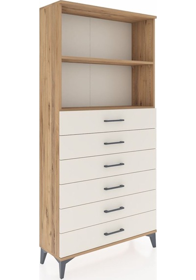 Arges Dolap 2 Raflı 6 Çekmeceli 88x30x182 Çam-aytaşı Atlas Çam