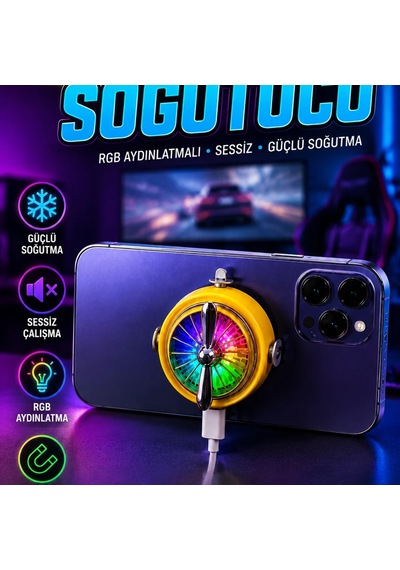 Rgb Aydınlatmalı Sessiz Telefon Soğutucu Mobil Oyun Ve Günlük Kullanım