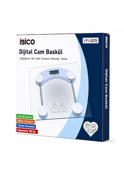 Dijital - Pilli Kare Banyo Baskül Terazi Tartı Lcd Ekran 180kg/0.1g 30x30cm İ11-025