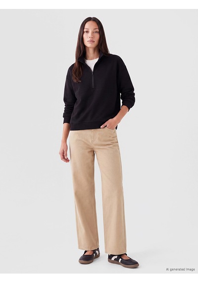 Lcw Eco Siyah Dik Yaka Soft Touch Kadın Sweatshirt