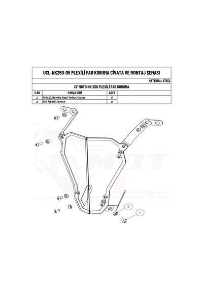 Moto Üçel Cfmoto Nk 250 Uyumlu Pleksi Far Koruma