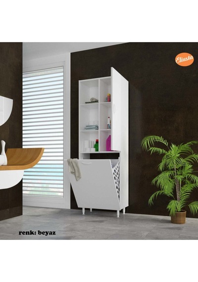Mutfak Dolabı Kirli Çamaşır Dolabı Düşer Kapalı Banyo Dolabı Çok Amaçlı Dolap Beyaz
