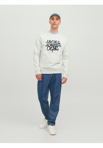 Jack & Jones Jack&jones Sıfır Yaka Beyaz Erkek Sweatshirt 12242366 001