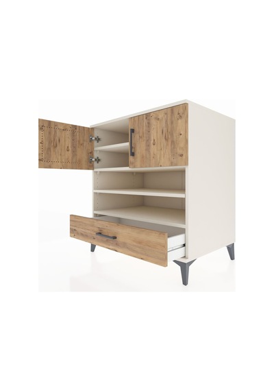 Kronos Şifonyer 4 Raflı Tek Çekmeceli 2 Kapaklı 88x59x96 Aytaşı-çam Aytası