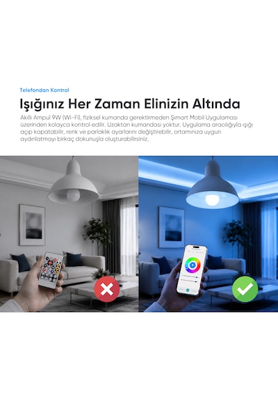 Şımart Akıllı RGB Led Wi-Fi Ampul Gün Işığı/Beyaz - Akıllı Lamba